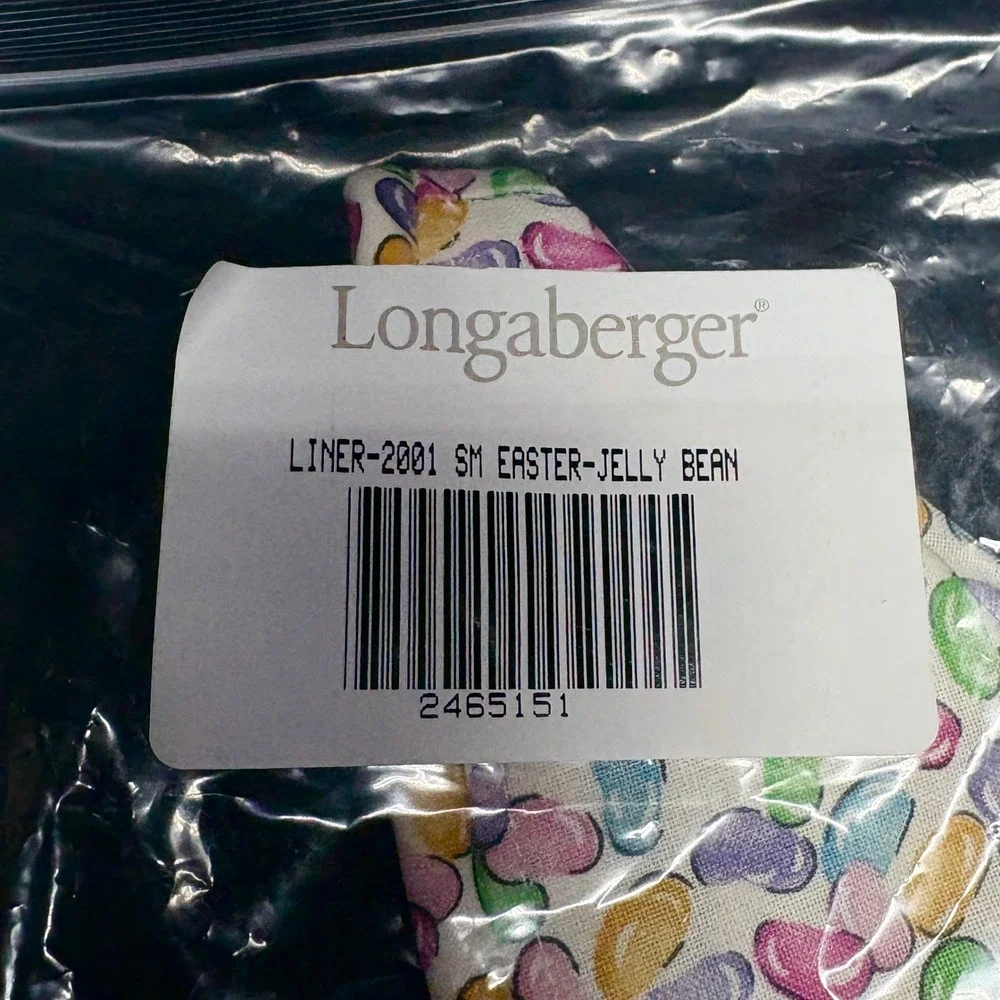 Longaberger 2001 Small Easter Basket w/ Plastic Protector & New Jelly Bean Liner